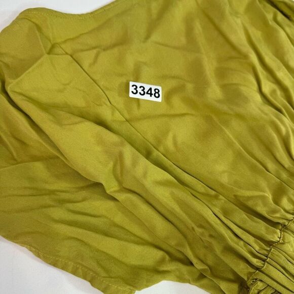 Natura Midi Dress Womens Large Green Tencel Button Down V Neck Short Sleeve Sun - Picture 9 of 9